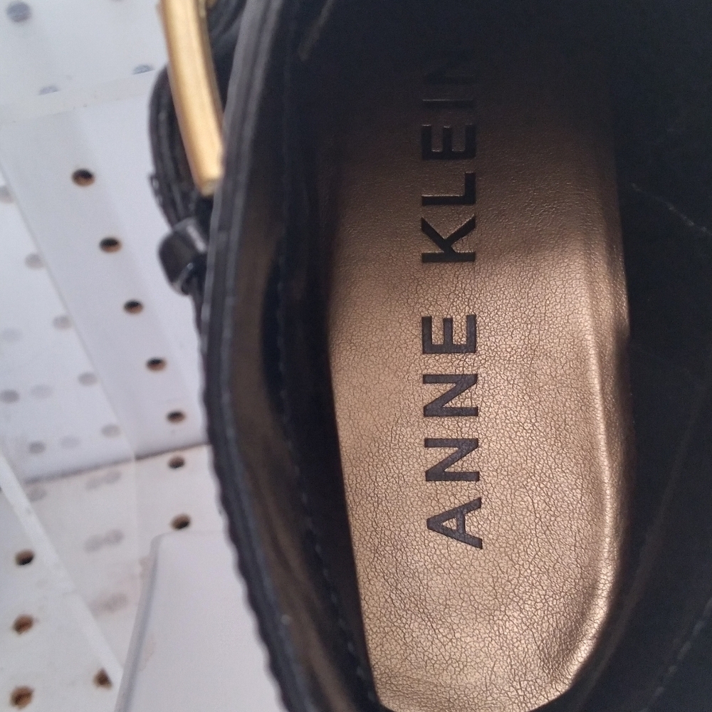 Anne Klein| Black Shoes | Women Patent Buckle Accent 2" Low Chunky Block Heel - Picture 10 of 12